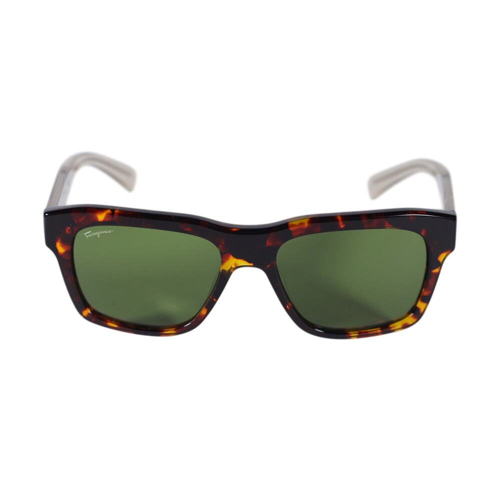 Salvatore Ferragamo Square Designer Sunglasses  - Dark Tortoise / Green - NWT - Picture 6 of 9
